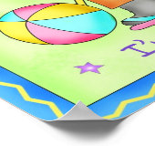 ビーチドッグウィムシーアートグリーンブルー ポスター (角)