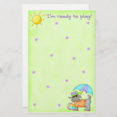 ビーチドッグウィムシーアートグリーンブルー 便箋 (正面/裏面)