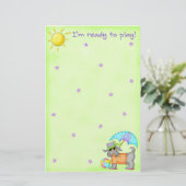 ビーチドッグウィムシーアートグリーンブルー 便箋 (スタンド正面)