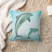 ビーチドルフィンズウォーターカラーアート クッション (ブランケット)