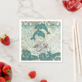 ビーチドルフィンダマスク結婚記念日 スタンダードカクテルナプキン (インサイチュ)