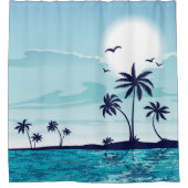 ビーチナイトムーンバーズパームツリー海雲 シャワーカーテン (正面)
