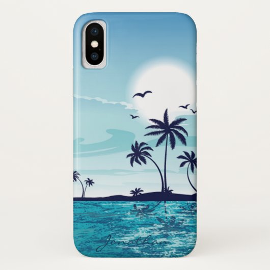 ビーチナイトムーンバーズパームツリー海雲 Case-Mate iPhoneケース (裏面)