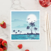 ビーチナイトムーンバーズパームツリー海 スタンダードランチョンナプキン (インサイチュ)