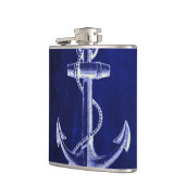 ビーチネイビーブルー沿岸シック航海のいかり フラスク (左)