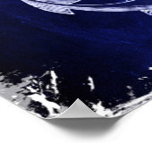 ビーチネイビーブルー沿岸シック航海のいかり ポスター (角)