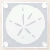 ビーチネイビーホワイトサンドドルコースタルグラス ガラスコースター (裏面)