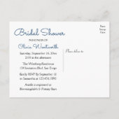 ビーチネービーブルーいかり航海のブライダルシャワー インビテーションポストカード (裏面)