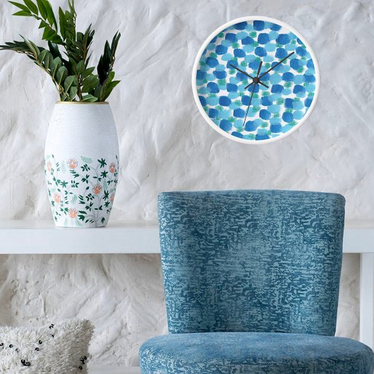 ビーチハイコースタルブルーウォーターデザインホワイトフレーム 壁時計