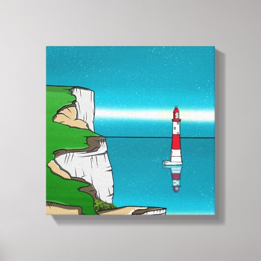 ビーチハイヘッドライトハウスアンドクリフトップ キャンバスプリント (正面)