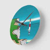 ビーチハイヘッドライトハウスイングリッシュチャンネル ラウンド壁時計 (傾斜)