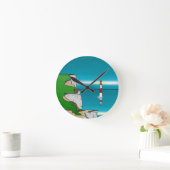 ビーチハイヘッドライトハウスイングリッシュチャンネル ラウンド壁時計 (ホーム)