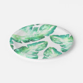 ビーチハイホワイト&グリーン熱帯葉トロピカル結婚ズ ペーパープレート (アングル)