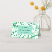 ビーチハイホワイト&グリーン熱帯離れのテーブル席 プレイスカード (正面)