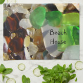 ビーチハウスのカスタムな台所手タオルSeaglass キッチンタオル (折り畳み)