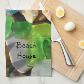 ビーチハウスのカスタムな台所手タオルSeaglass キッチンタオル (四つ折り)