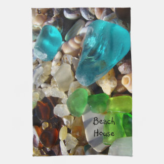 ビーチハウスのカスタムな台所手タオルSeaglass キッチンタオル