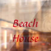 ビーチハウスのカスタムテキスト 赤 カラフル かわいい お家 ウィンドウサイン (シート2)