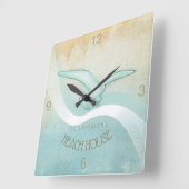 ビーチハウスのカモメの水青いID623 スクエア壁時計 (傾斜)