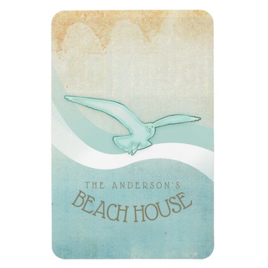 ビーチハウスのカモメの水青いID623 マグネット (縦)