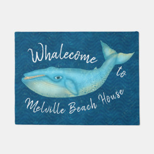 ビーチハウスのシロナガスクジラの航海のなWhalecome のカスタム ドアマット