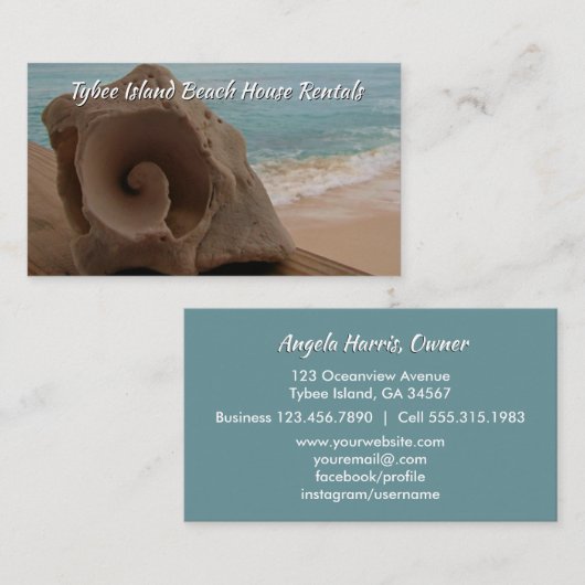 ビーチハウスのレンタル貝殻の海 名刺 (正面/裏面)