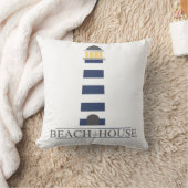 ビーチハウスの枕。 濃紺の灯台 クッション (ブランケット)