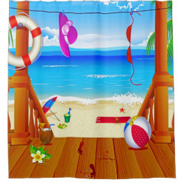 ビーチハウスの楽園の島のoceanviewの休暇 シャワーカーテン