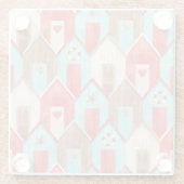 ビーチハウスの水彩：レトロパターン。 ガラスコースター (裏面)