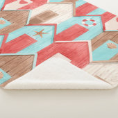 ビーチハウスの水彩:レトロパターン。 シェルパブランケット (3/4)