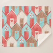 ビーチハウスの水彩:レトロパターン。 シェルパブランケット (正面(横))