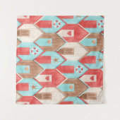 ビーチハウスの水彩：レトロパターン。 タペストリー (正面(横))