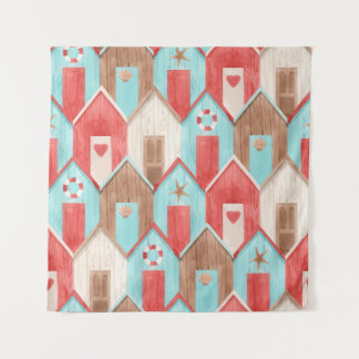 ビーチハウスの水彩：レトロパターン。 タペストリー