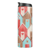 ビーチハウスの水彩：レトロパターン。 タンブラー (回転右)