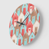 ビーチハウスの水彩:レトロパターン。 ラージ壁時計 (傾斜)