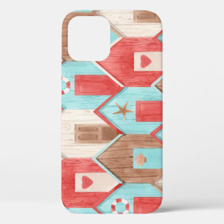 ビーチハウスの水彩：レトロパターン。 iPhone 12ケース