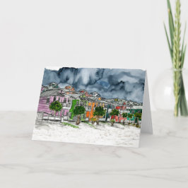 ビーチハウスの熱帯芸術のスケッチ カード