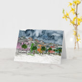 ビーチハウスの熱帯芸術のスケッチ カード (黄色い花)