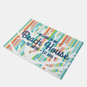 ビーチハウスの珊瑚のストライプなドア・マット ドアマット (アングル)