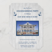 ビーチハウスまたはレイクハウスの引っ越しパーティー招待状 招待状 (正面/裏面)