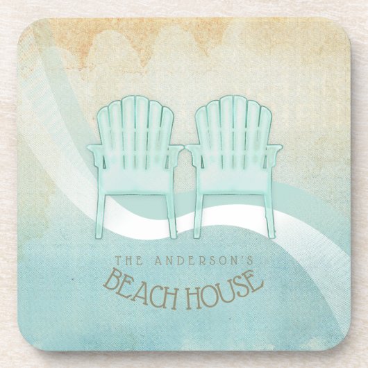 ビーチハウスアディロンダックチェアアクアブルーID623 コースター (正面)