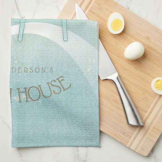 ビーチハウスアディロンドバックチェアアクアブルーID623 キッチンタオル (四つ折り)