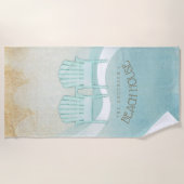 ビーチハウスアディロンドバックチェアアクアブルーID623 ビーチタオル (正面)