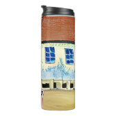 ビーチハウスアンドボート抽象芸術イラストレーション タンブラー (回転右)