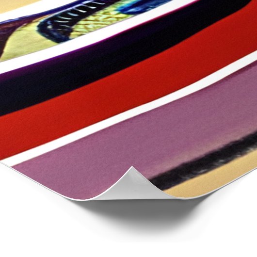 ビーチハウスアンドボート抽象芸術イラストレーション ポスター (角)