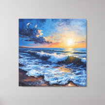 🌅 ビーチハウスインテリアのための海岸の夕日ウォールアート 🎁