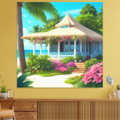 ビーチハウスウィズ海ビュー キャンバスプリント (インサイチュ (リビング))