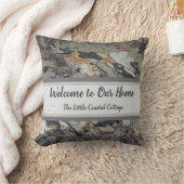 ビーチハウスウェルカムドリフトウッドフォトコースト自然 クッション (ブランケット)