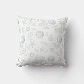 ビーチハウスウォーターカラーシーシェル装飾スロー クッション (正面)