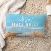 ビーチハウスウォーターカラー海カスタム ランバークッション (ブランケット)